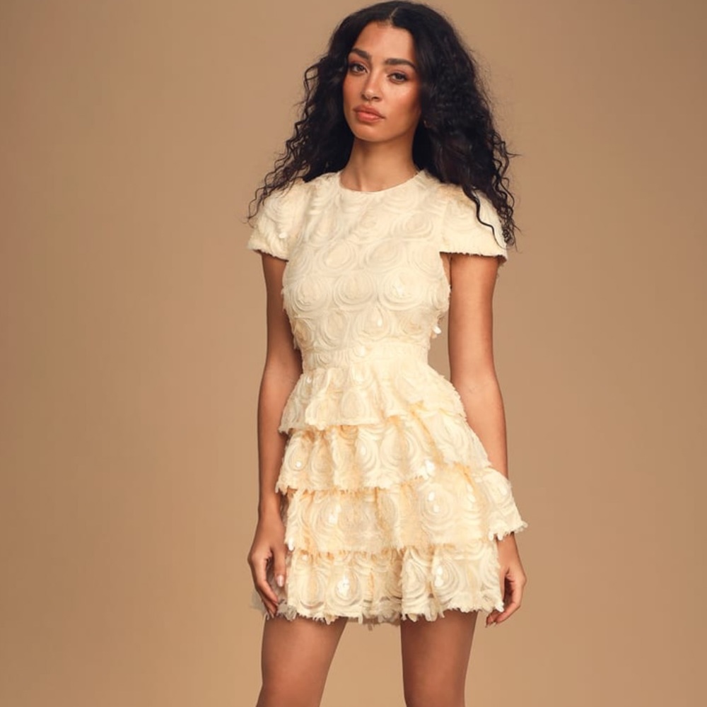 Worth The Wait Sequin Ruffled Mini Dress - Picture 1 of 7
